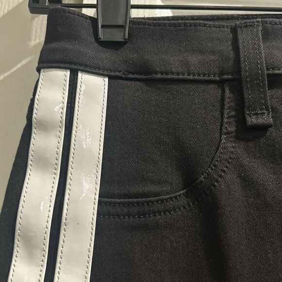 Rag & Bone Black Skinny Jeans w White Faux Leather Stripes on side, Size 24 - Picture 5 of 12